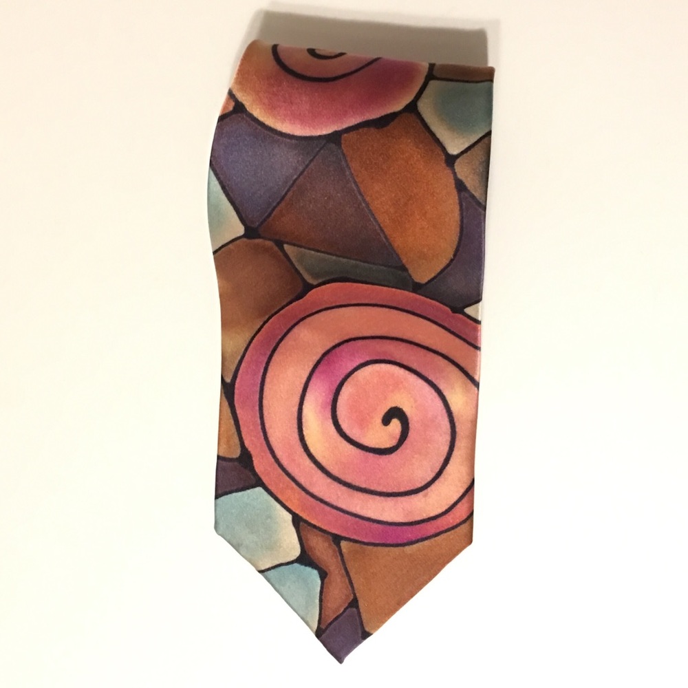 ROBERT DASKAL Hand Painted Artist Signed Silk Tie